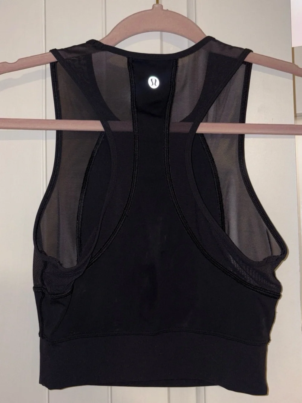Lululemon Black Mesh Panel Crop Tank/Sports bra
